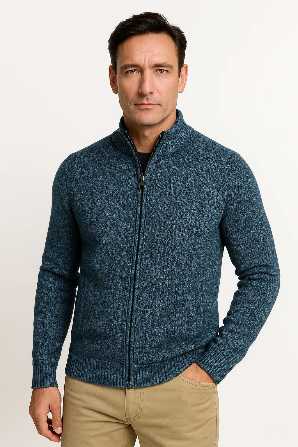 Men's Casual Vest Premium Fleece High Collar Zip Winter Wear