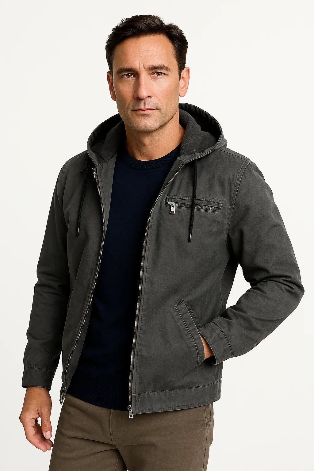 Men's Vintage Winter Jacket Brown Structured Design Comfortable Fit