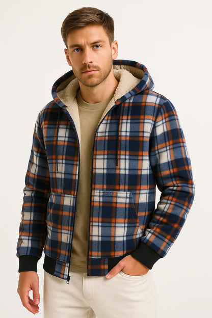 Men's Winter Jacket Black Fleece Lining Warm Insulation Casual Men