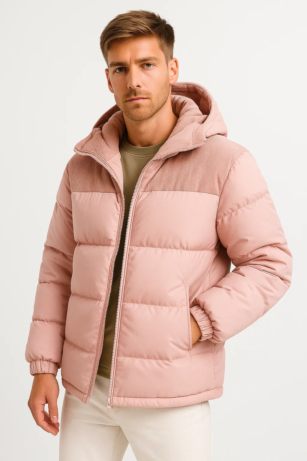 Men's Puffer Jacket Lightweight Insulated with Hood and Pockets