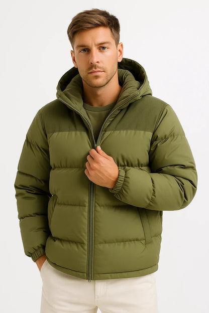 Men's Puffer Jacket Lightweight Insulated with Hood and Pockets