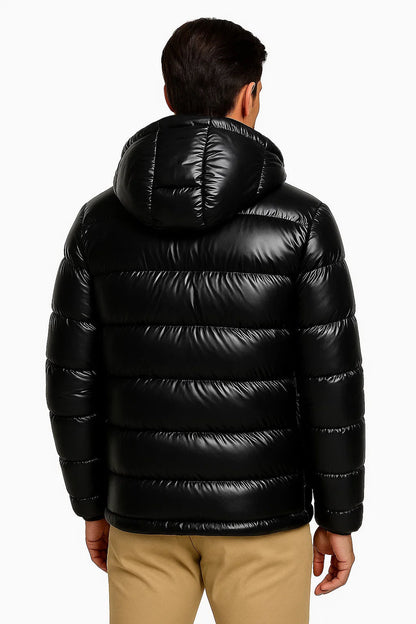 Men's Puffer Jacket Lightweight Polyester Adjustable Hood Slim Fit