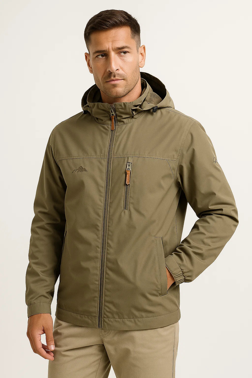 Men's Puffer Jacket Insulated Water-Resistant Nylon-Polyester with Hood