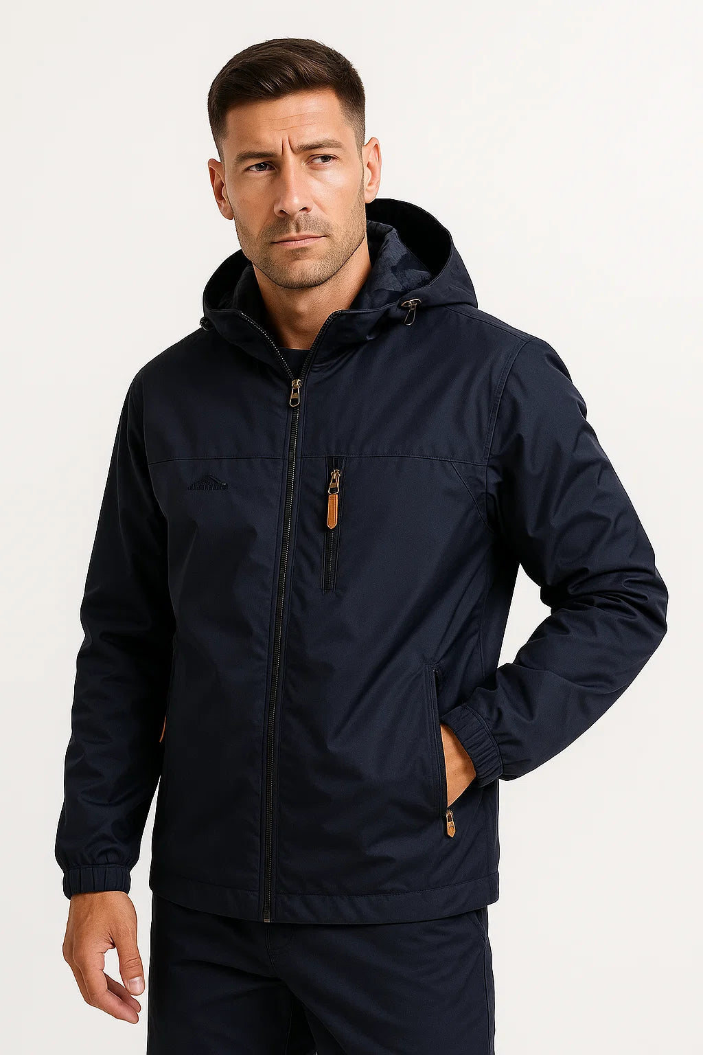 Men's Puffer Jacket Insulated Water-Resistant Nylon-Polyester with Hood