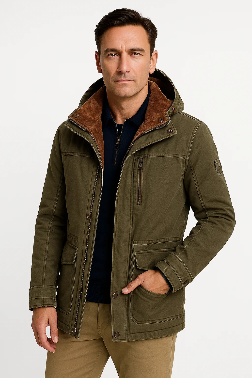 Men's Waterproof Puffer Jacket with Removable Hood