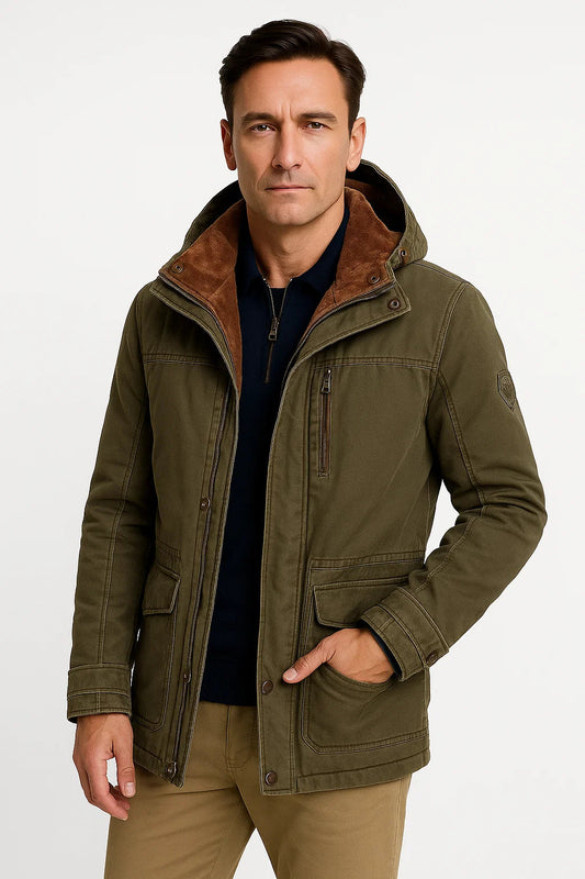 Men's Waterproof Puffer Jacket with Removable Hood