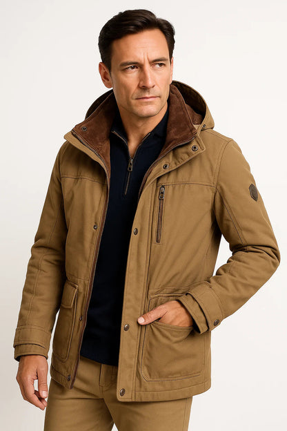 Men's Waterproof Puffer Jacket with Removable Hood