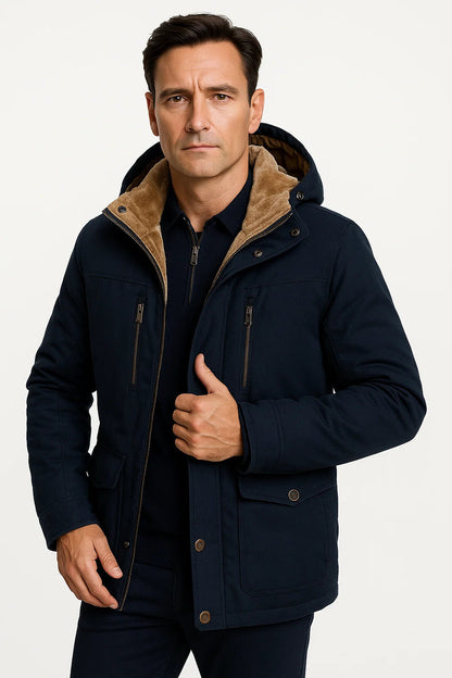 Men's Waterproof Puffer Jacket with Removable Hood
