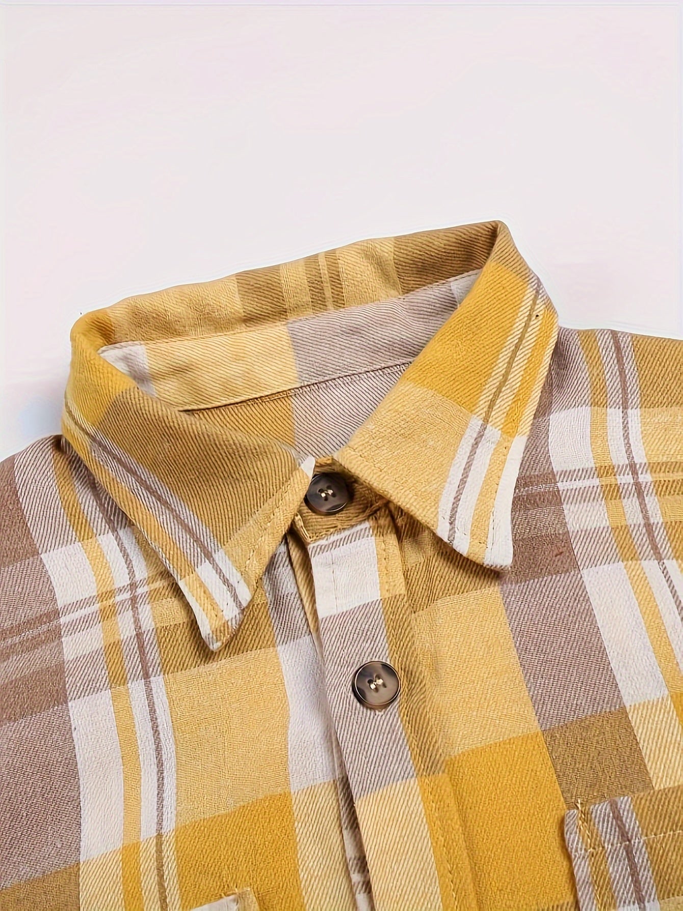 Women's Blouse Green Polyester Plaid Long Sleeve Casual Loose Fit