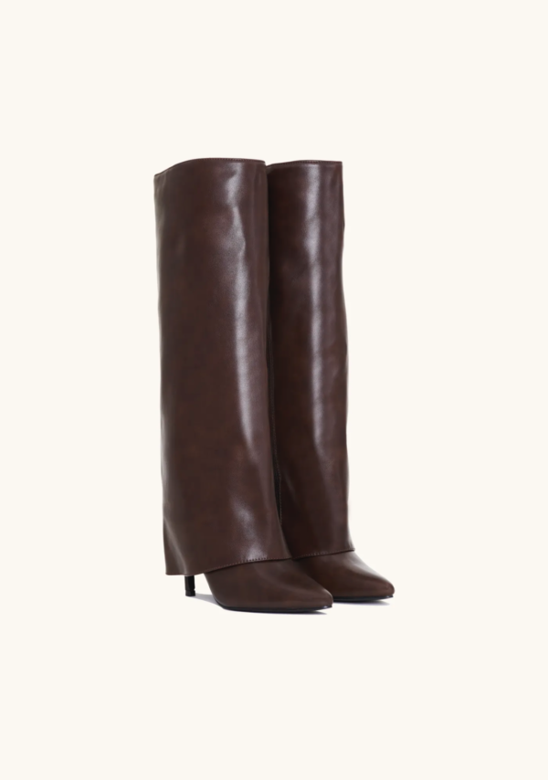 Women's Black Knee High Boots Vegan Leather 9 cm Heel with Side Zipper Elegant Design