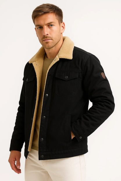 Men's Winter Jacket Polyester Wool Lined Windproof Bomber