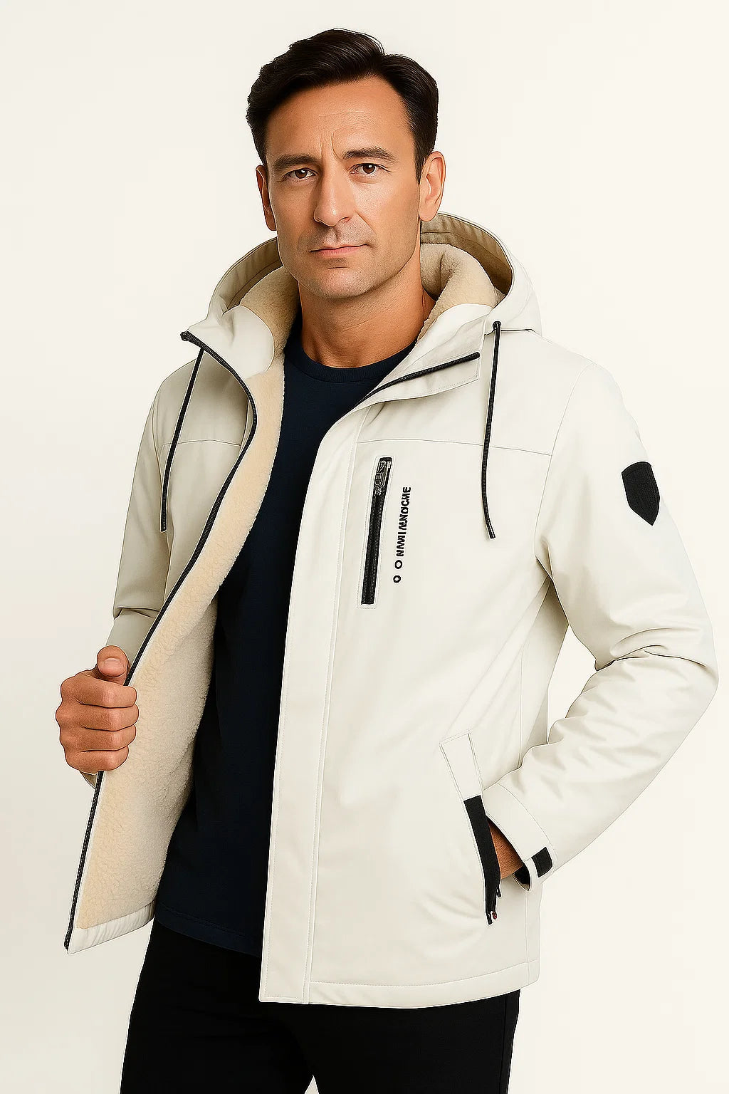 Men's Fleece Jacket Durable Material Dark Blue Sporty Design
