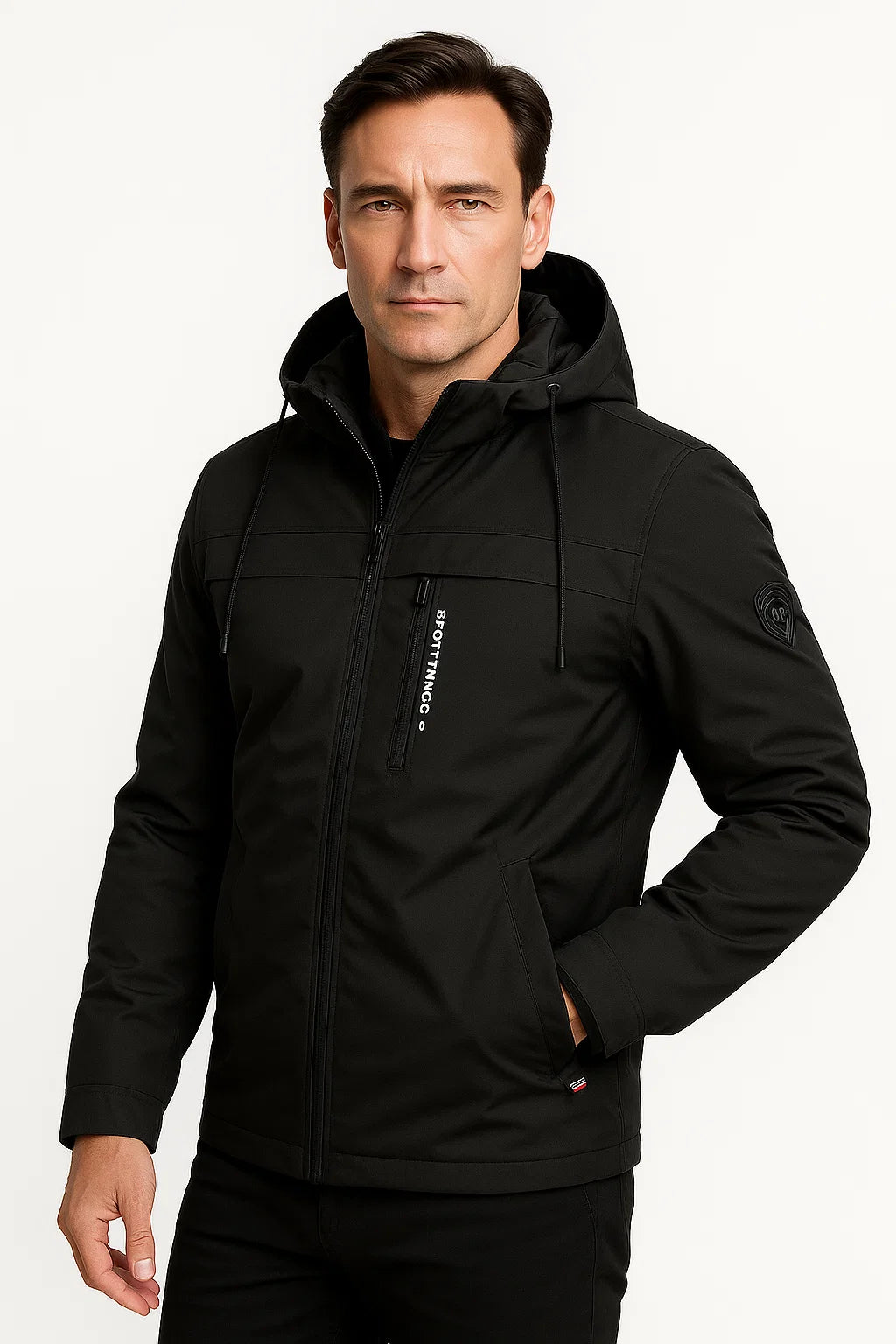 Men's Fleece Jacket Durable Material Dark Blue Sporty Design