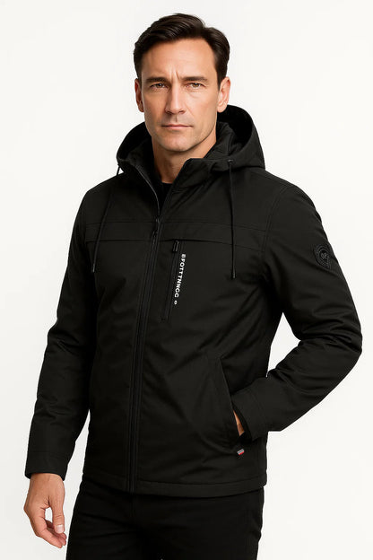 Men's Fleece Jacket Durable Material Dark Blue Sporty Design
