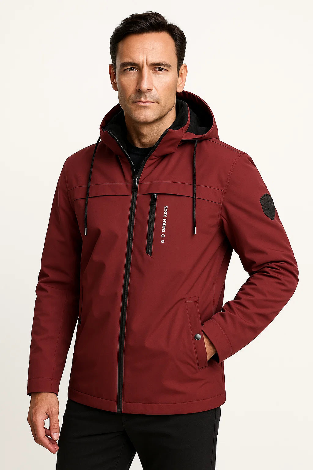 Men's Fleece Jacket Durable Material Dark Blue Sporty Design