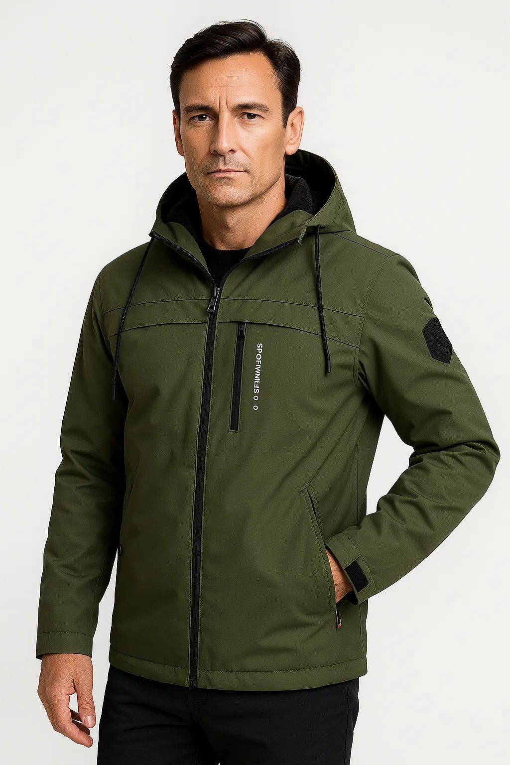 Men's Fleece Jacket Durable Material Dark Blue Sporty Design