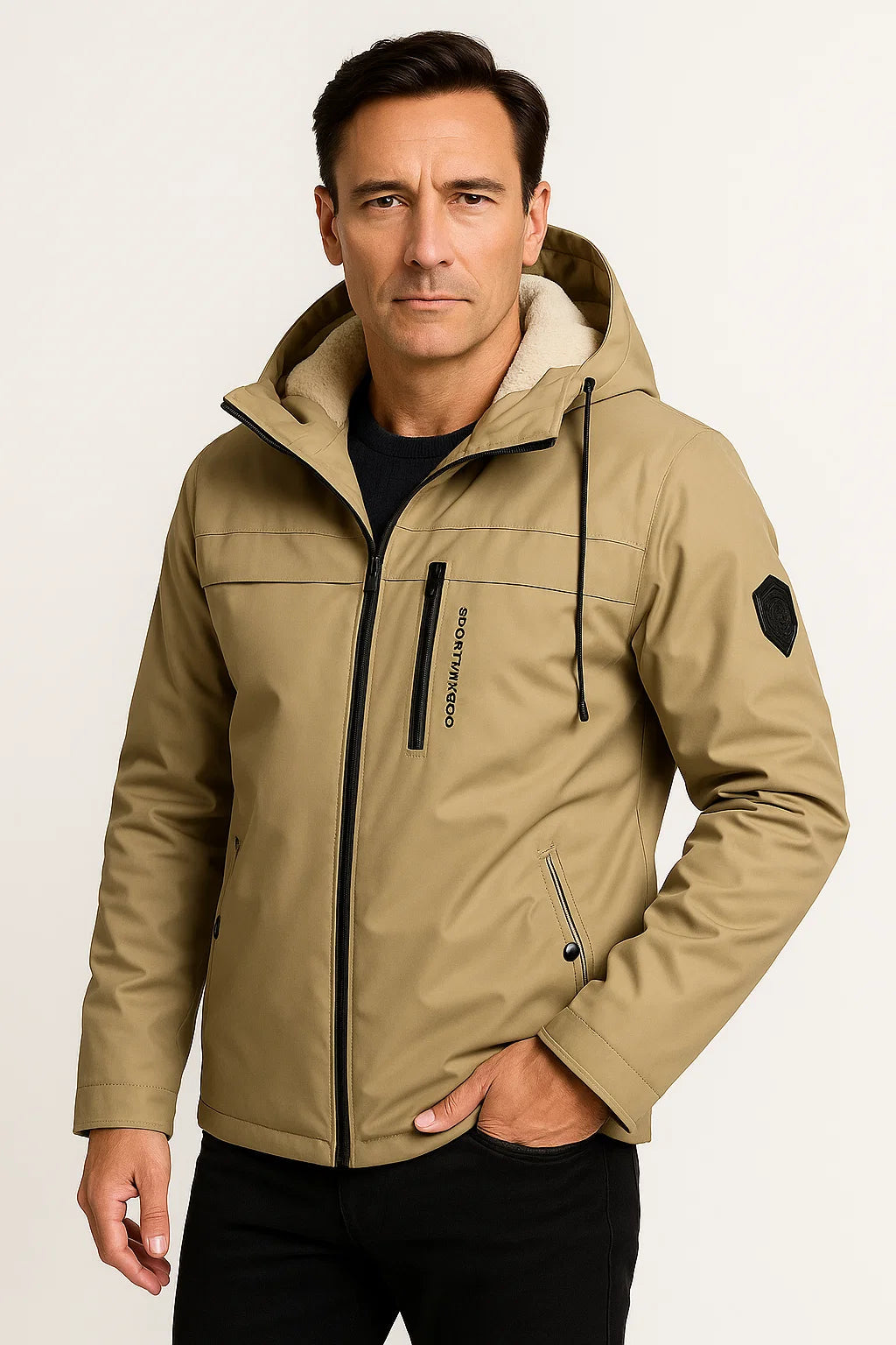 Men's Fleece Jacket Durable Material Dark Blue Sporty Design