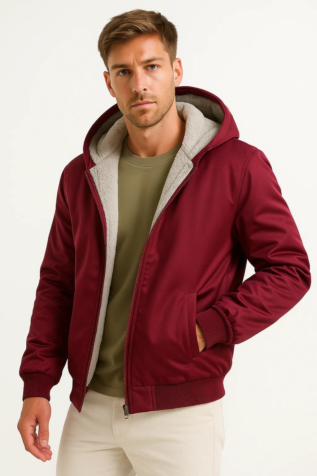 Men's Fleece Jacket Polyester Casual Winter Outdoor Hoodie