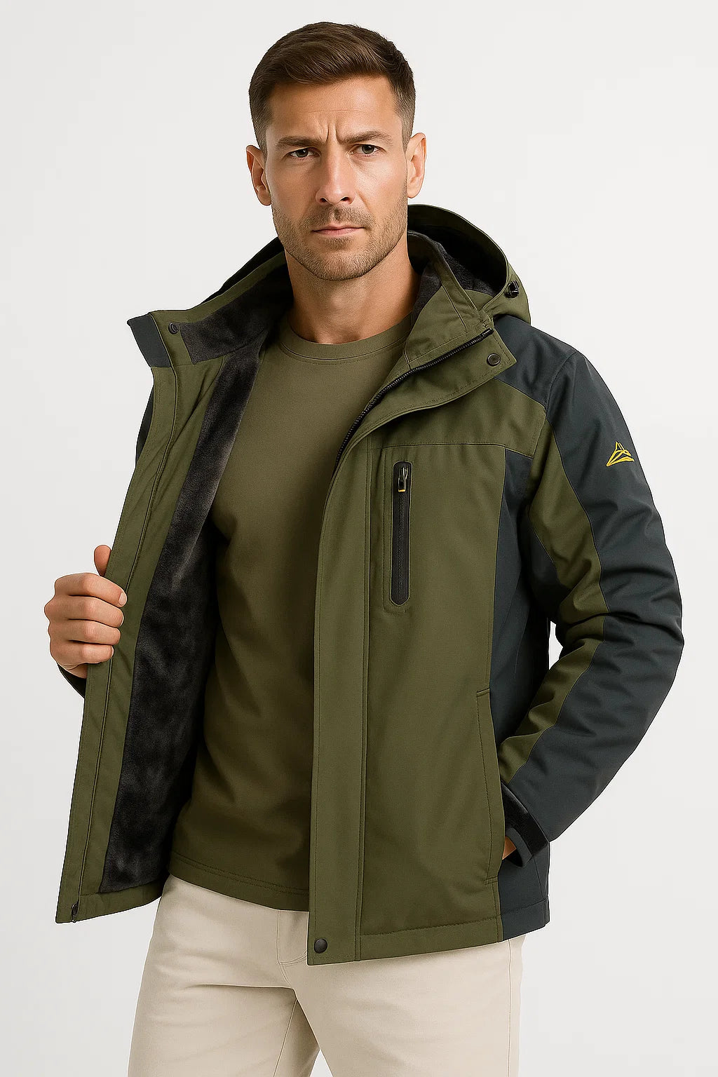 Men's Winter Jacket Waterproof Polyester Insulated Fleece Lined Windproof