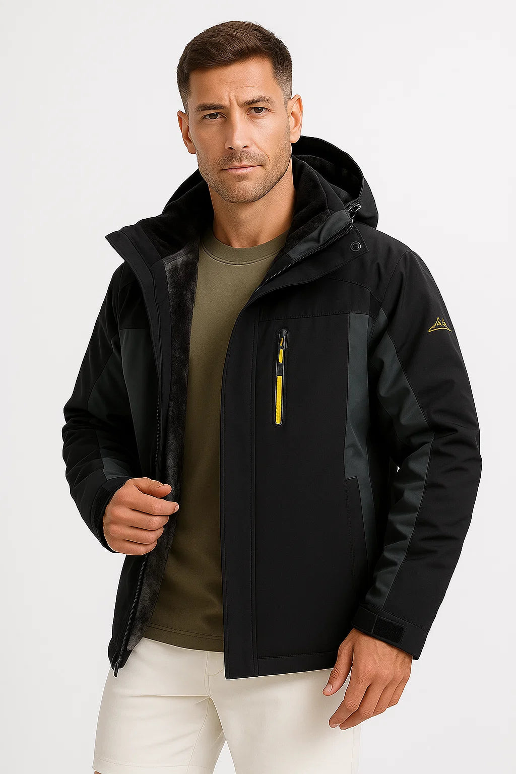 Men's Winter Jacket Waterproof Polyester Insulated Fleece Lined Windproof