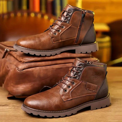 Men's Dress Boots PU Leather Zipper Elegant Durable Casual Footwear