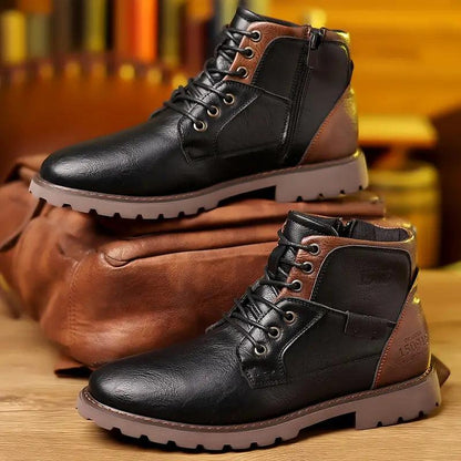 Men's Dress Boots PU Leather Zipper Elegant Durable Casual Footwear