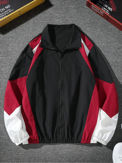 Men's Jacket Lightweight Color-Blocked Windproof Casual Wear