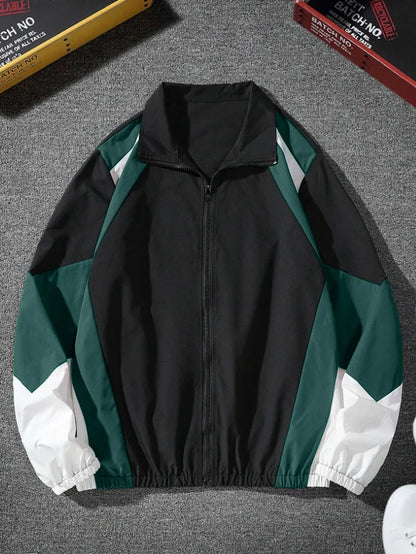 Men's Jacket Lightweight Color-Blocked Windproof Casual Wear