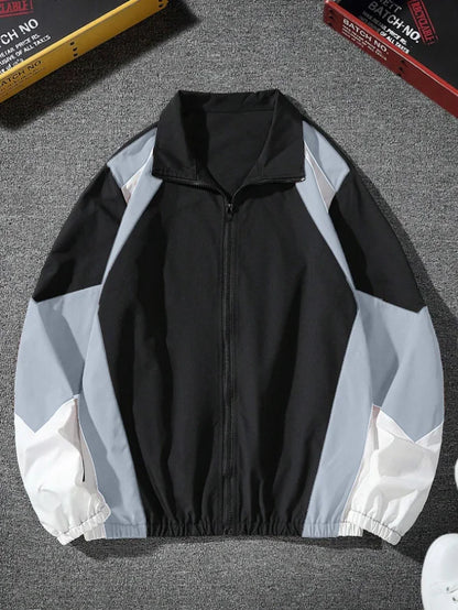 Men's Jacket Lightweight Color-Blocked Windproof Casual Wear