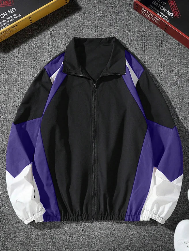 Men's Jacket Lightweight Color-Blocked Windproof Casual Wear