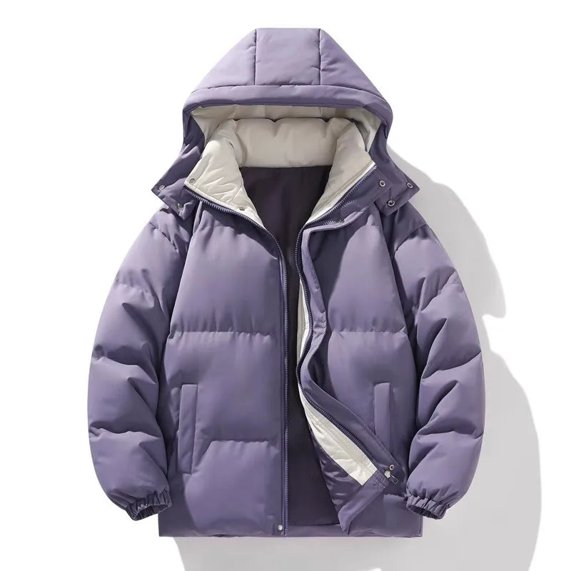 Men's Winter Jacket Hooded Windproof Casual Loose Fit Parka