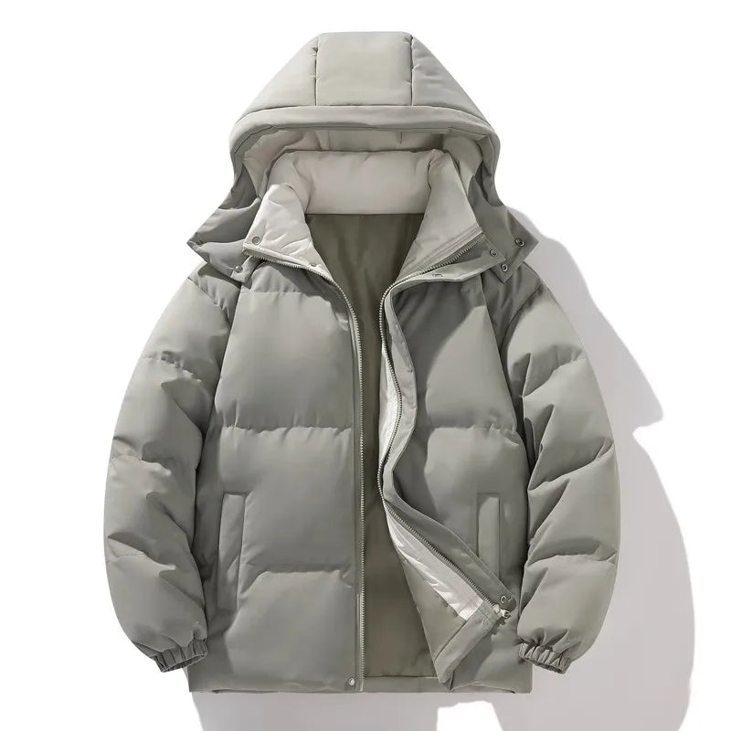 Men's Winter Jacket Hooded Windproof Casual Loose Fit Parka