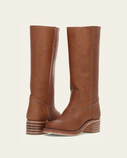 Women's Knee High Boots Black Leather Trendy Durable Design