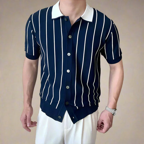 Matteo Striped Knit Polo