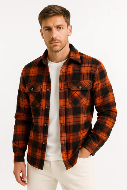 Men's Quilted Jacket Lightweight Plaid Casual Urban Style