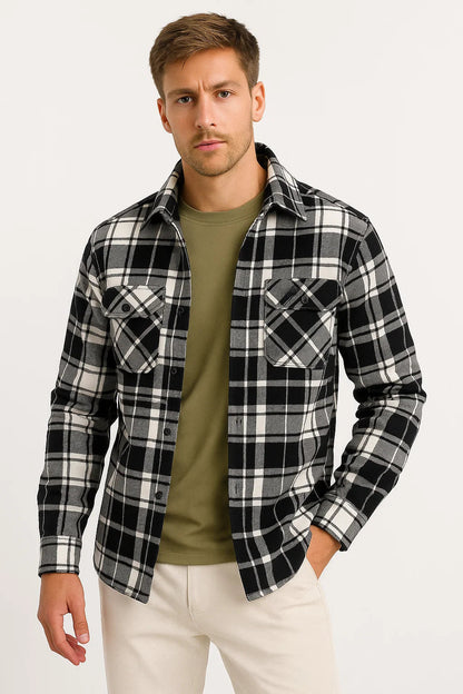 Men's Quilted Jacket Lightweight Plaid Casual Urban Style