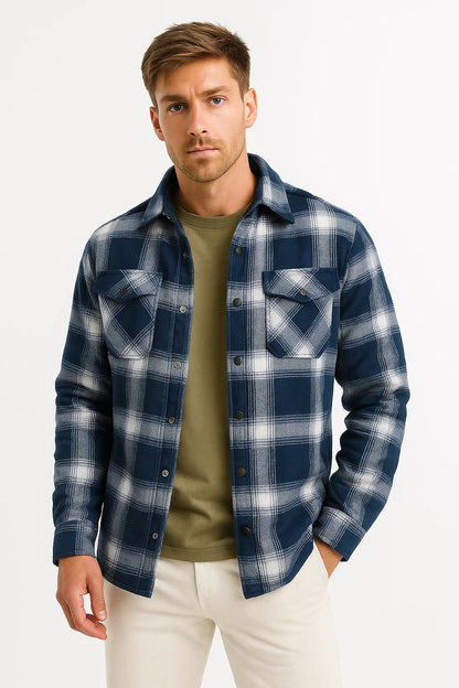 Men's Quilted Jacket Lightweight Plaid Casual Urban Style