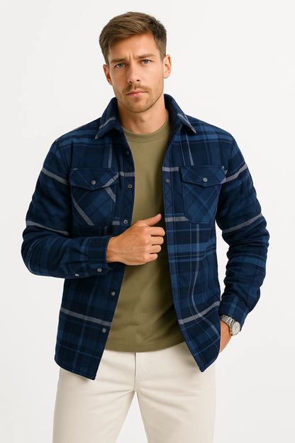 Men's Quilted Jacket Lightweight Plaid Casual Urban Style