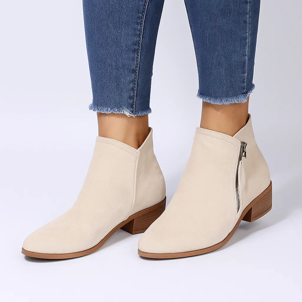 Women's Black Boots PU Leather Orthopedic Comfort Zipper Stable Sole