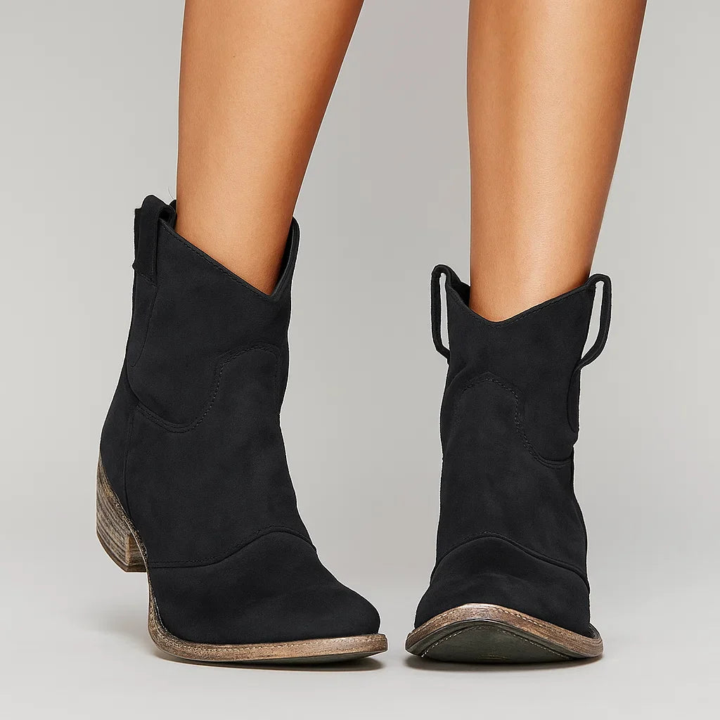 Women's Brown Ankle Boots Leather Vintage Western Comfort Daily Wear
