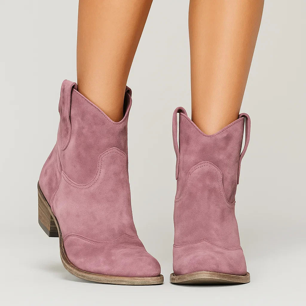 Women's Brown Ankle Boots Leather Vintage Western Comfort Daily Wear