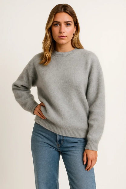 Women's Pullover Blue Mohair Luxurious Soft Knit Winter Breathable Elegant Design