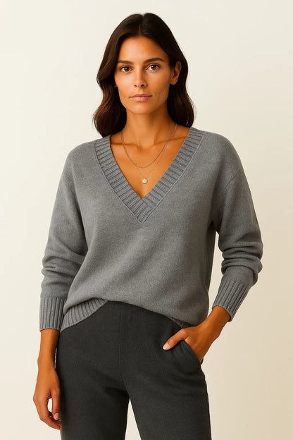 Women's Cashmere Sweater V-Neck Elegant Casual for Fall and Winter