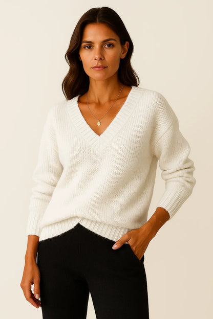 Women's Cashmere Sweater V-Neck Elegant Casual for Fall and Winter
