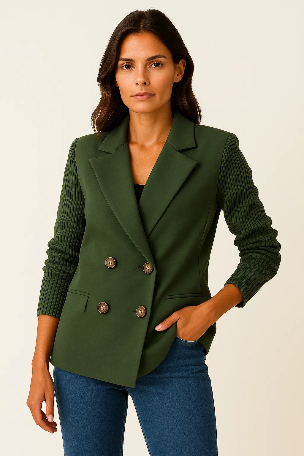 Women's Jacket Grey Knitted Sleeves Comfortable Elegant Design For Work And Leisure
