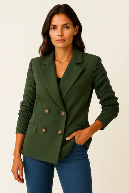 Women's Jacket Grey Knitted Sleeves Comfortable Elegant Design For Work And Leisure