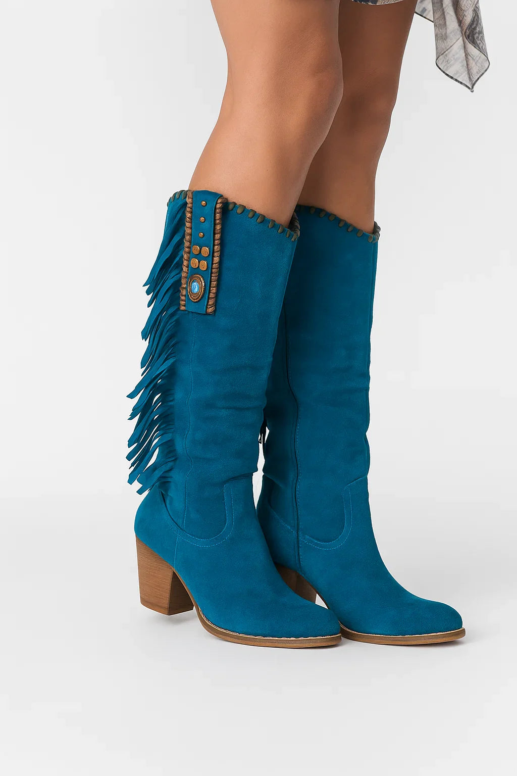Women's Knee High Boots Suede Block Heel Zip Closure Comfort