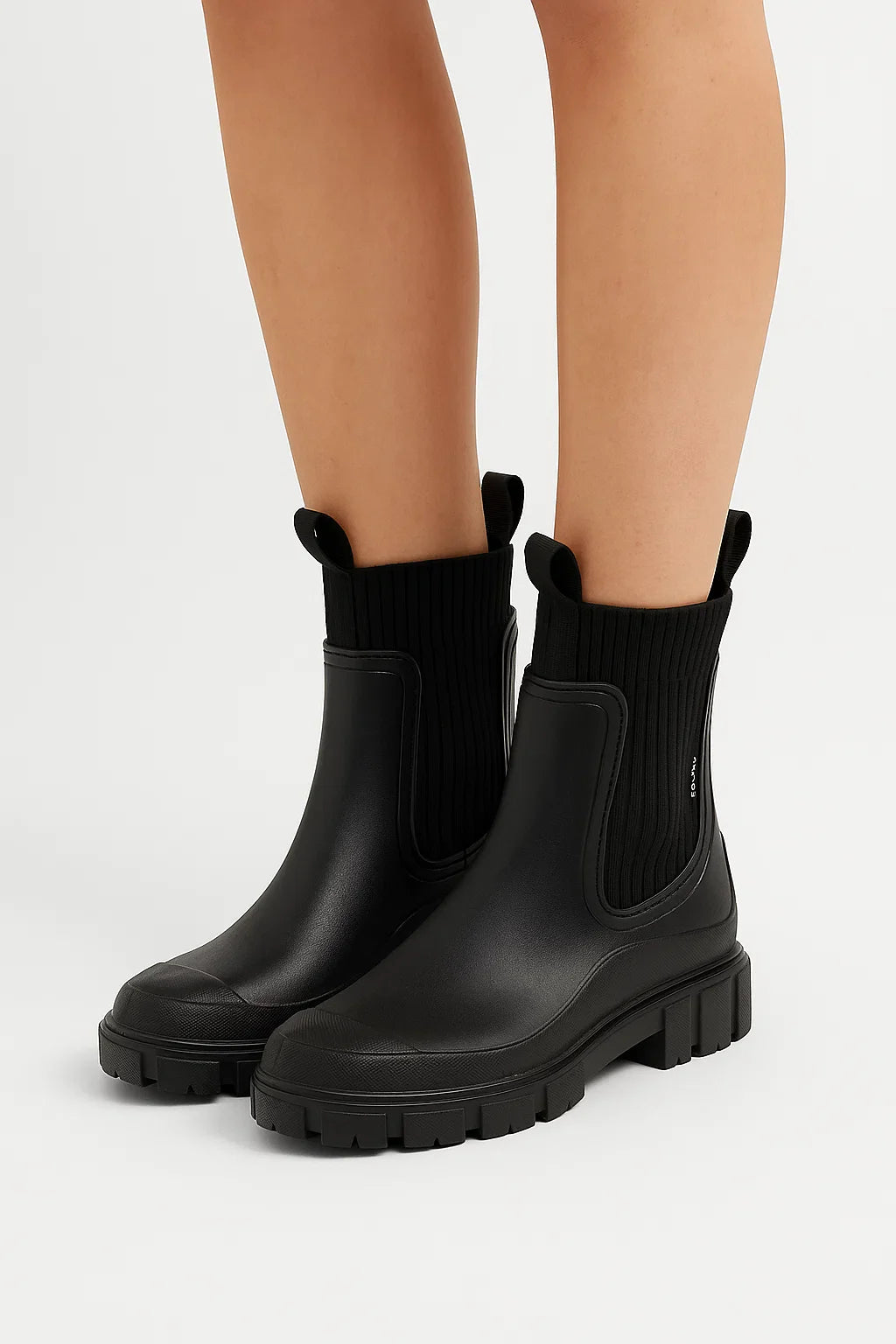Women's Black Waterproof Boots PVC Mid-Calf Casual Comfort