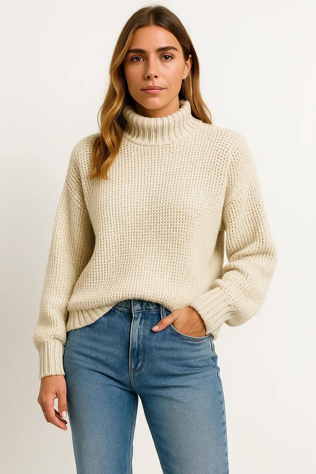 Women's Pullover Wool Long Sleeve Casual Loose Fit Elegant Design