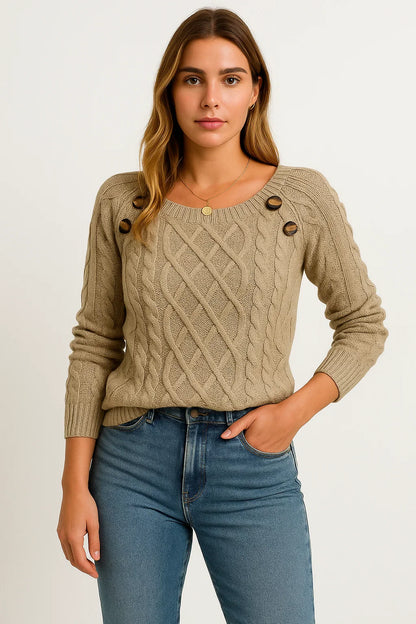 Women's Oversized Sweater Soft Wool Long Sleeve Casual Gray